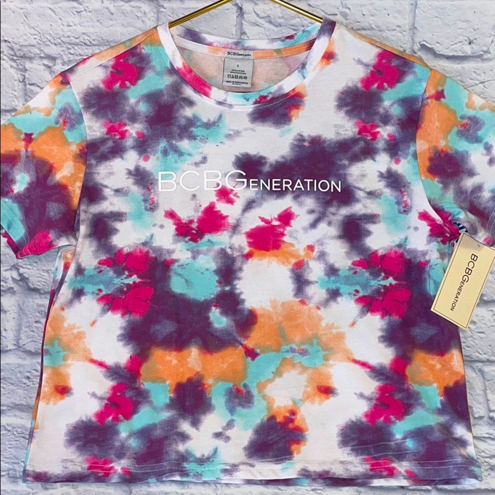 BCBGeneration Tie Dye Short Sleeve Harvest Shirt